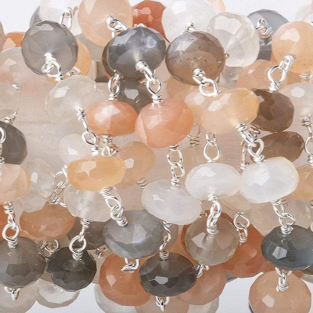 7mm Moonstone Sterling Silver Chain by the foot (ONLINE ORDER ONLY)