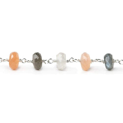 7mm Moonstone Sterling Silver Chain by the foot (ONLINE ORDER ONLY)