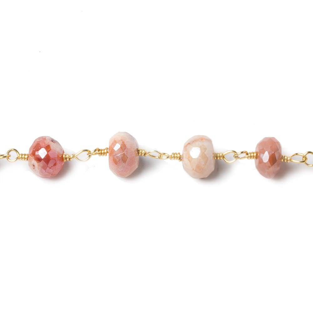 7mm Mystic Multi Gem faceted rondelle Gold Chain by the foot 26 beads (ONLINE ORDER ONLY)