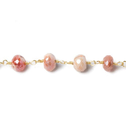 7mm Mystic Multi Gem faceted rondelle Gold Chain by the foot 26 beads (ONLINE ORDER ONLY)