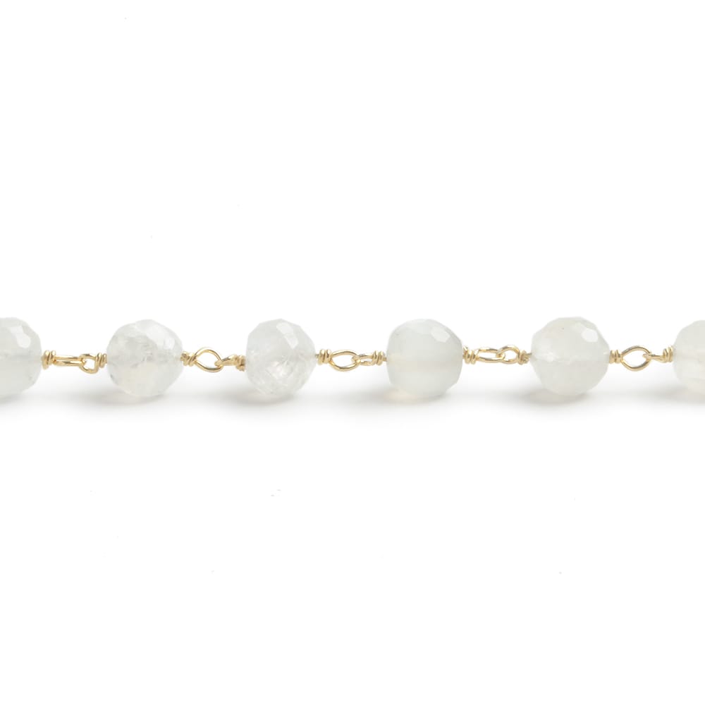 7mm Rainbow Moonstone faceted round Vermeil Chain by the foot 24 pieces (ONLINE ORDER ONLY)