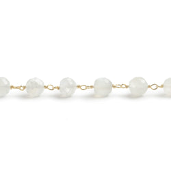 7mm Rainbow Moonstone faceted round Vermeil Chain by the foot 24 pieces (ONLINE ORDER ONLY)