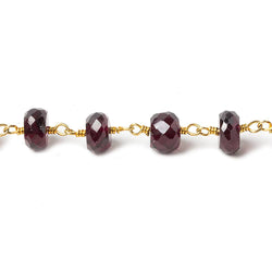 7mm Rhodolite Garnet faceted rondelle Vermeil Chain by the foot 30 beads (ONLINE ORDER ONLY)