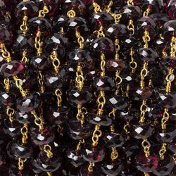 7mm Rhodolite Garnet faceted rondelle Vermeil Chain by the foot 30 beads (ONLINE ORDER ONLY)