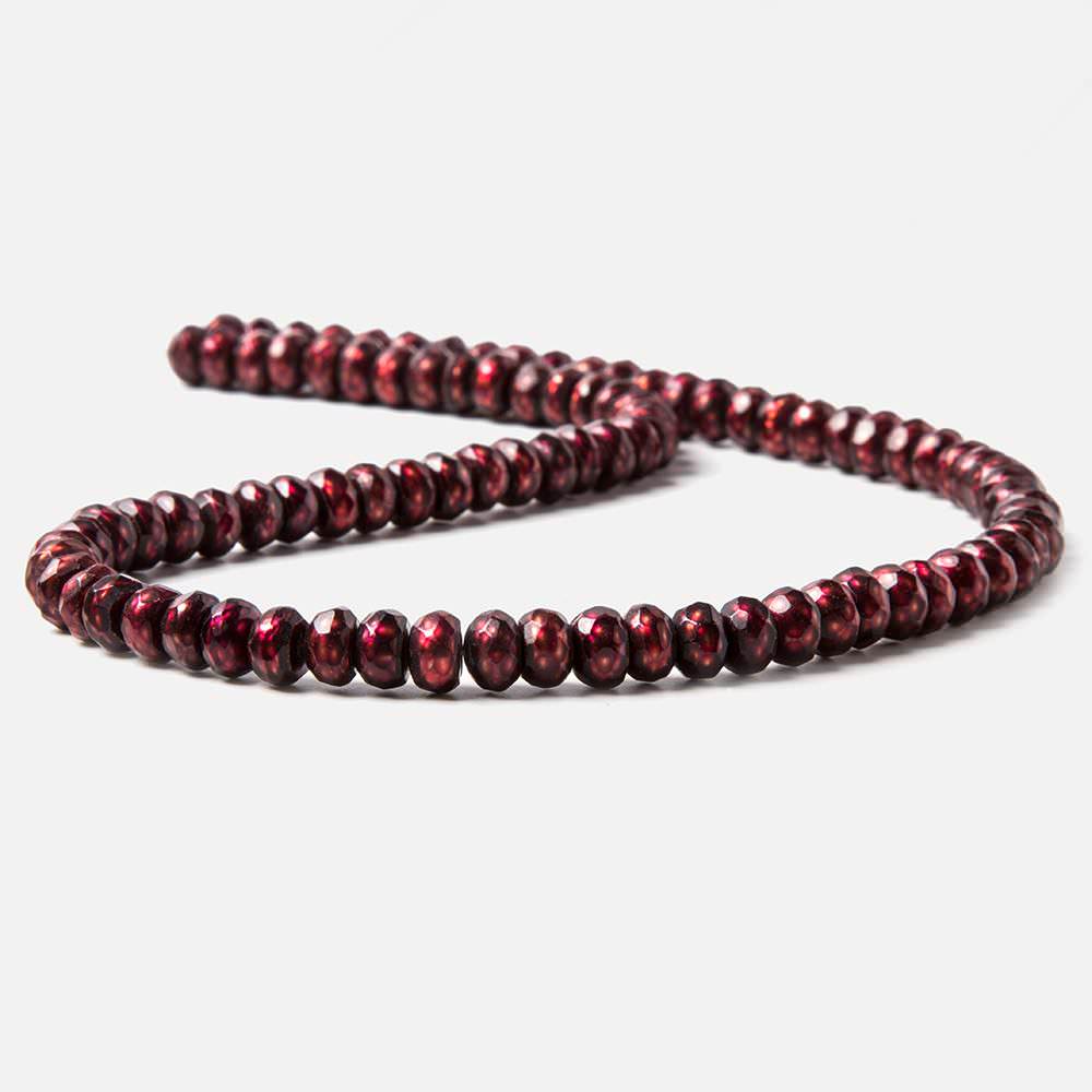 7mm Ruby Red faceted button center drill freshwater Pearls 16 inch 91 pieces (ONLINE ORDER ONLY)