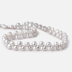 7mm Silver Top Drill Button Freshwater Pearls 16 inch 80 Beads