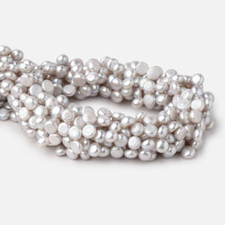 7mm Silver Top Drill Button Freshwater Pearls 16 inch 80 Beads