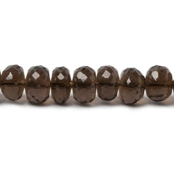 8.5mm Smoky Quartz Faceted Rondelle Beads 14 inch 55 pieces (ONLINE ORDER ONLY)