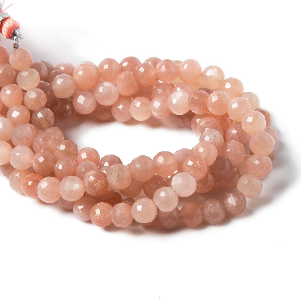 7mm Sunstone & Angel Skin Moonstone faceted rounds 8 inch 32 Beads (ONLINE ORDER ONLY)