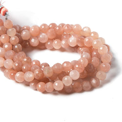 7mm Sunstone & Angel Skin Moonstone faceted rounds 8 inch 32 Beads (ONLINE ORDER ONLY)
