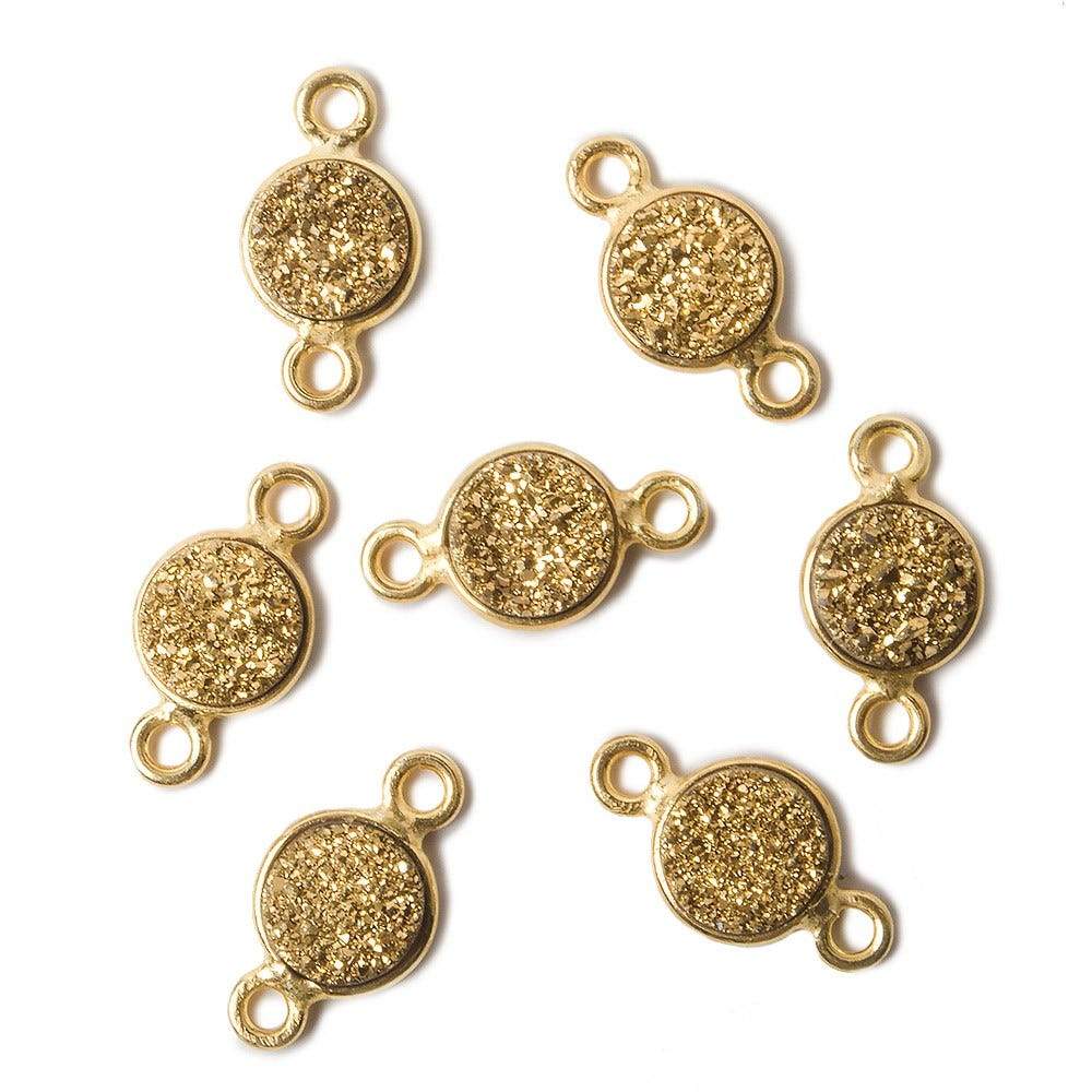 7mm Vermeil Bezel Metallic Gold Drusy Coin Connector 1 piece (ONLINE ORDER ONLY)