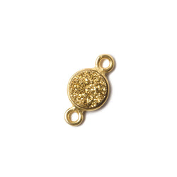 7mm Vermeil Bezel Metallic Gold Drusy Coin Connector 1 piece (ONLINE ORDER ONLY)