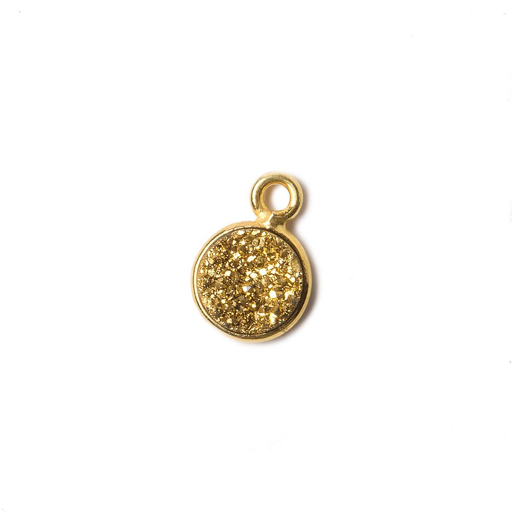 7mm Vermeil Bezel Metallic Gold Drusy Coin Pendant Set of 4 Pieces (ONLINE ORDER ONLY)