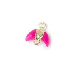 7x11mm Gold Leafed Fuchsia Chalcedony Faceted Crescent Moon 1 Focal Connector (ONLINE ORDER ONLY)