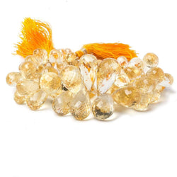 5x9-11x18mm Citrine Faceted Tear Drop Briolette Beads 8.5 inch 65 pieces (ONLINE ORDER ONLY)