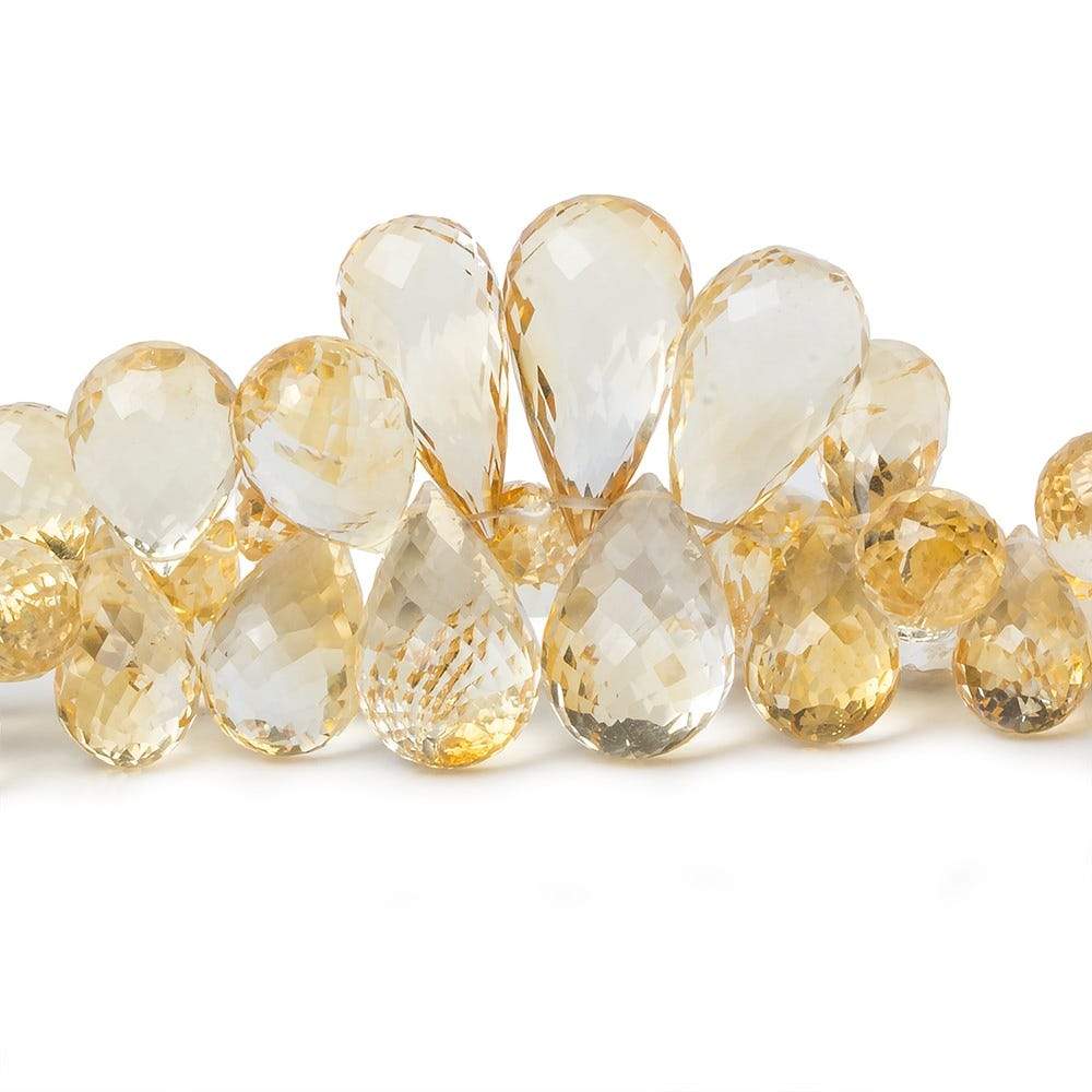 5x9-11x18mm Citrine Faceted Tear Drop Briolette Beads 8.5 inch 65 pieces (ONLINE ORDER ONLY)
