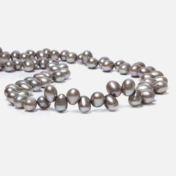 7x5-8x6mm Venetian Silver Top Drilled Oval Freshwater Pearls 15.5 inch 77 pcs (ONLINE ORDER ONLY)