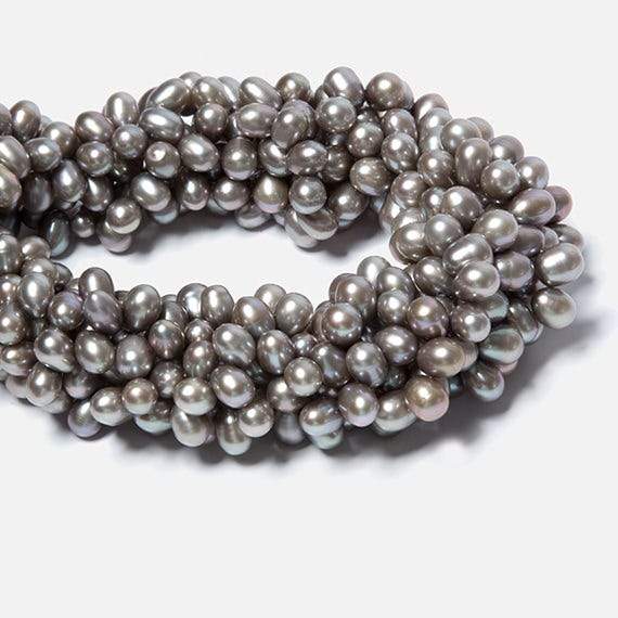 7x5-8x6mm Venetian Silver Top Drilled Oval Freshwater Pearls 15.5 inch 77 pcs (ONLINE ORDER ONLY)