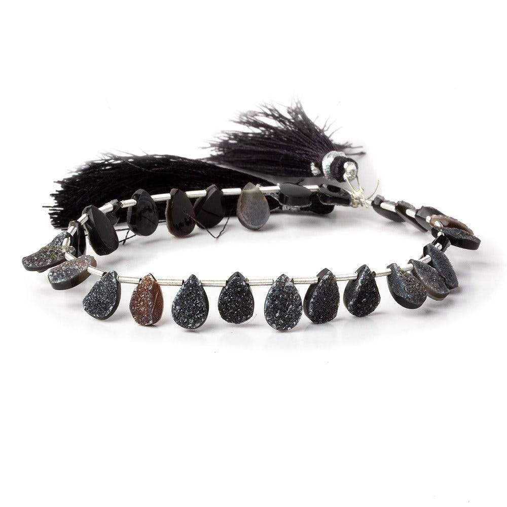 7x5-9x6mm Black Drusy Agate Pear Beads 8 inch 25 pieces (ONLINE ORDER ONLY)
