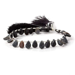 7x5-9x6mm Black Drusy Agate Pear Beads 8 inch 25 pieces (ONLINE ORDER ONLY)