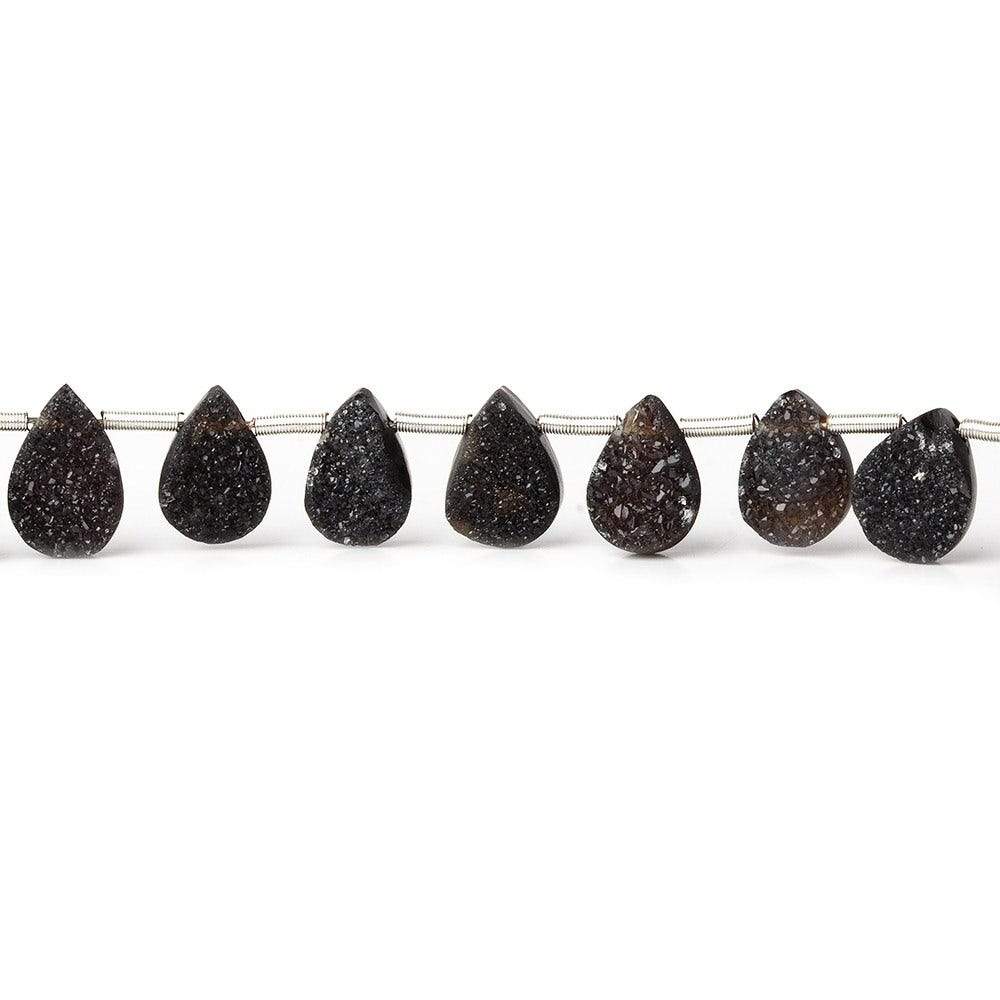 7x5-9x6mm Black Drusy Agate Pear Beads 8 inch 25 pieces (ONLINE ORDER ONLY)