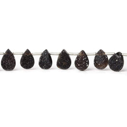 7x5-9x6mm Black Drusy Agate Pear Beads 8 inch 25 pieces (ONLINE ORDER ONLY)
