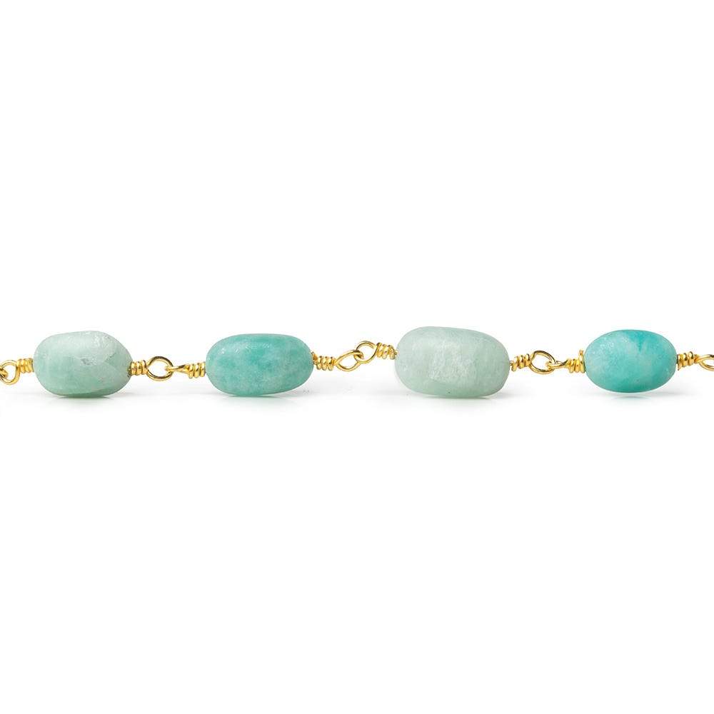 7x5-9x6mm Matte Amazonite plain nugget Gold plated Chain by the foot (ONLINE ORDER ONLY)
