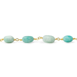7x5-9x6mm Matte Amazonite plain nugget Gold plated Chain by the foot (ONLINE ORDER ONLY)