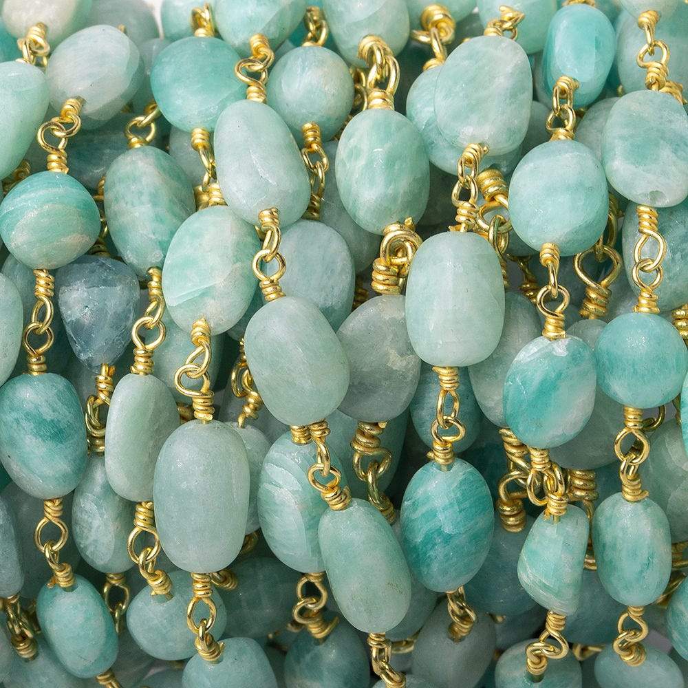 7x5-9x6mm Matte Amazonite plain nugget Gold plated Chain by the foot (ONLINE ORDER ONLY)