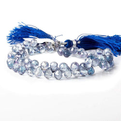 7x5-9x6mm Mystic Blue Topaz faceted tear drop beads 8 inch 63 pieces (ONLINE ORDER ONLY)