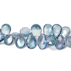 7x5-9x6mm Mystic Blue Topaz faceted tear drop beads 8 inch 63 pieces (ONLINE ORDER ONLY)