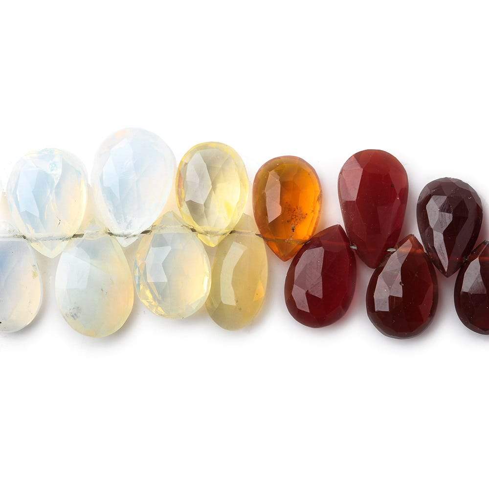 7x5-9x7mm Multi Color Mexican Fire Opal Pear Briolette beads 9 inch 68 pieces (ONLINE ORDER ONLY)