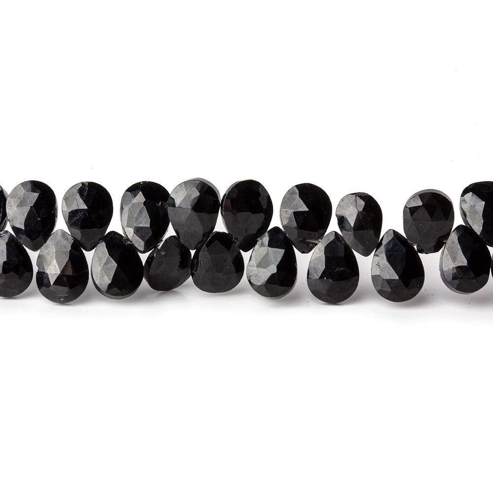 7x5mm Black Spinel faceted pears 8 inch 60 beads (ONLINE ORDER ONLY)