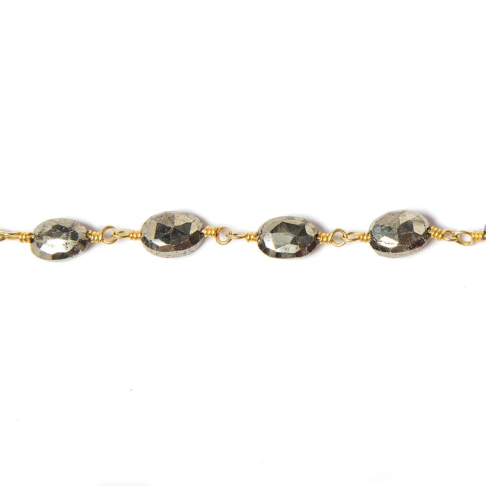 7x5mm Gold plated Pyrite faceted oval Gold Chain by the foot 24 pcs (ONLINE ORDER ONLY)
