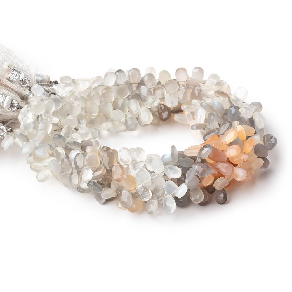7x5mm Multi Color Moonstone Faceted Pear Beads 8 inch 68 pieces (ONLINE ORDER ONLY)