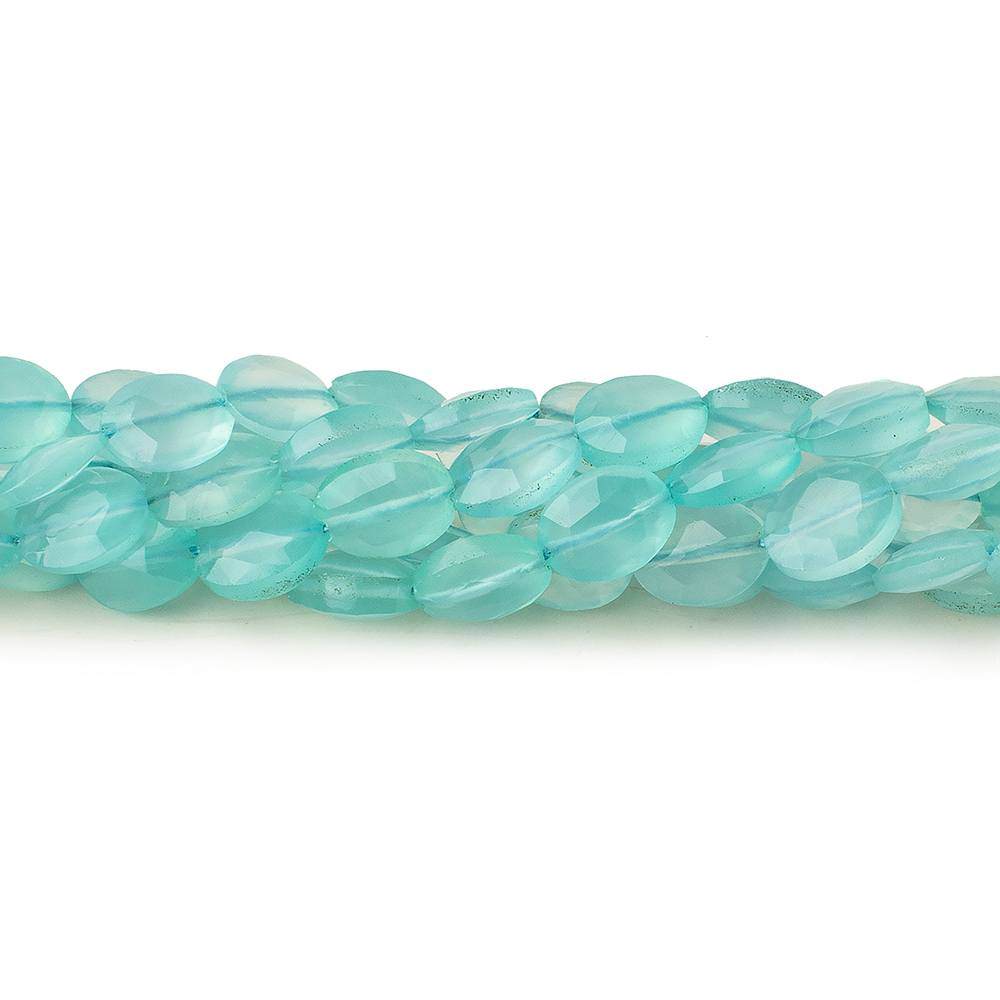 7x5mm Seafoam Blue Chalcedony straight drilled faceted ovals 13.5 inch 46 beads (ONLINE ORDER ONLY)
