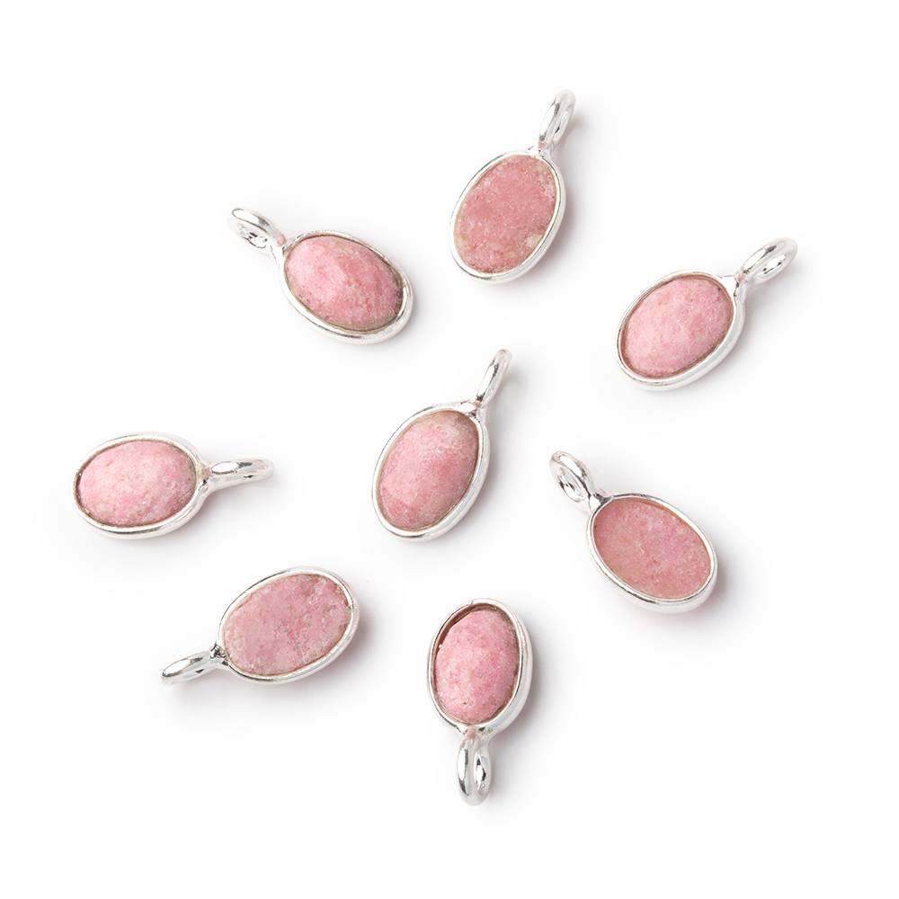 7x5mm Sterling Silver Bezel Thulite Rose Cut Oval Pendant 1 piece (ONLINE ORDER ONLY)