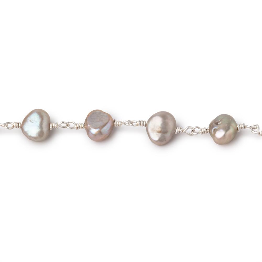 7x5mm Taupe Side Drill Baroque Pearls on Silver Plated Chain (ONLINE ORDER ONLY)