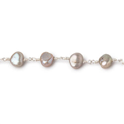 7x5mm Taupe Side Drill Baroque Pearls on Silver Plated Chain (ONLINE ORDER ONLY)