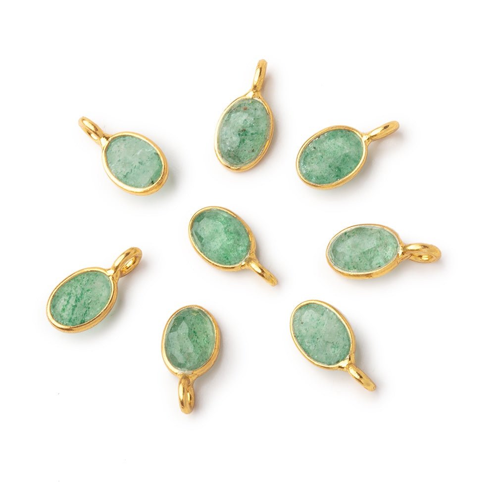 7x5mm Vermeil Bezel Green Aventurine Rose Cut Oval Pendant 1 piece (ONLINE ORDER ONLY)