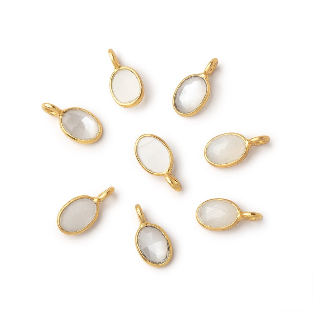 7x5mm Vermeil Bezel White Moonstone Rose Cut Oval Pendant 1 piece (ONLINE ORDER ONLY)