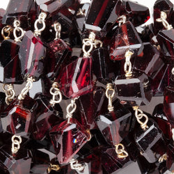 7x6-11x7mm Garnet Faceted Nuggets on .925 Silver Chain (ONLINE ORDER ONLY)
