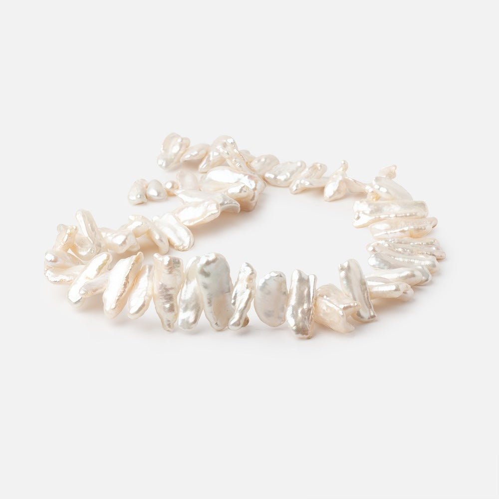 7x16-8x20mm Creamy White Biwa Freshwater Pearls 15.5 inch 57 beads AAA (ONLINE ORDER ONLY)