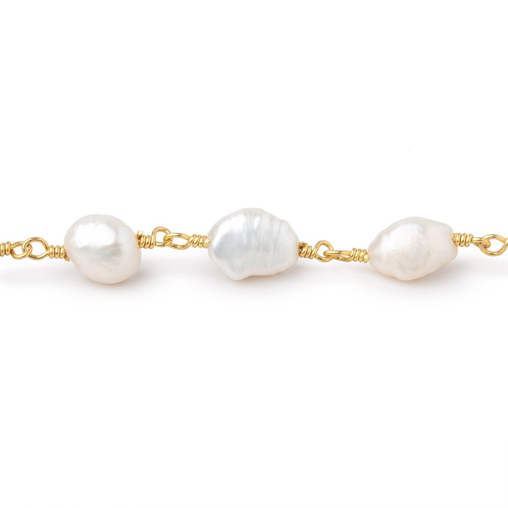 7x6-8x6mm White Baroque Pearls on Gold Plated Chain (ONLINE ORDER ONLY)