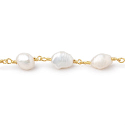 7x6-8x6mm White Baroque Pearls on Gold Plated Chain (ONLINE ORDER ONLY)