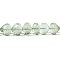 7x6-8x7mm Prasiolite center drill faceted 'Candy Kiss' 7.5 inch 33 Beads AAA (ONLINE ORDER ONLY)