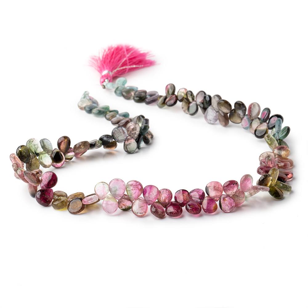 7x5mm Multi Color Tourmaline Plain Pear beads 18 inch 127 pieces