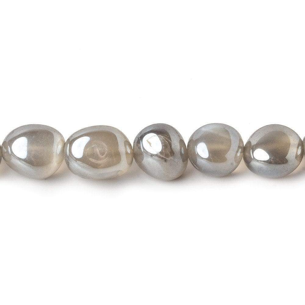 7x6-9x7mm Mystic Platinum Grey Moonstone plain nuggets 16 inch 48 beads (ONLINE ORDER ONLY)