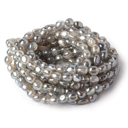 7x6-9x7mm Mystic Platinum Grey Moonstone plain nuggets 16 inch 48 beads (ONLINE ORDER ONLY)