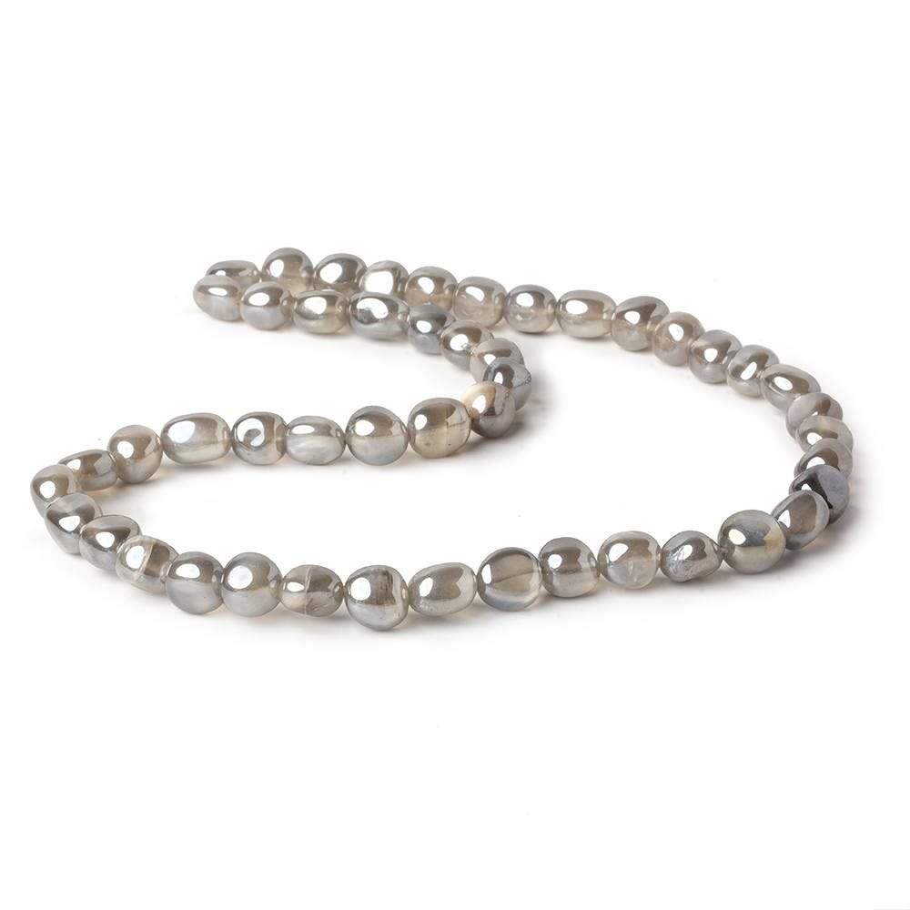 7x6-9x7mm Mystic Platinum Grey Moonstone plain nuggets 16 inch 48 beads (ONLINE ORDER ONLY)
